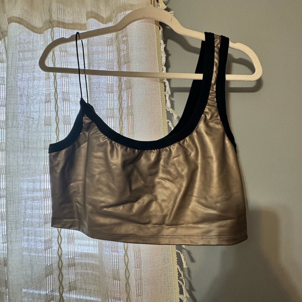 Urban Outfitters Metallic Gold and Black Crop Top